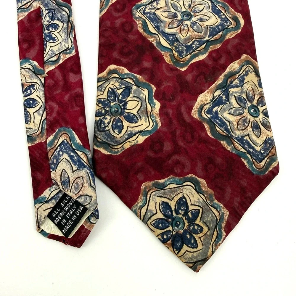 Vintage Christian Dior Monsieur Mens Necktie Medallion‎ Silk Italy Luxury Career